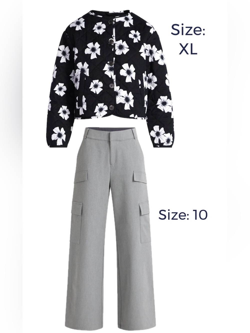 NWT Scoop Quilted Cropped Shacket Floral Black and White Jacket - Picture 8 of 8